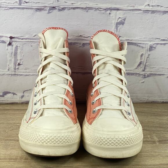 Converse Chuck Taylor All Star Lift Platform Pink Heart Women's 9 High Top Shoes - Picture 2 of 9